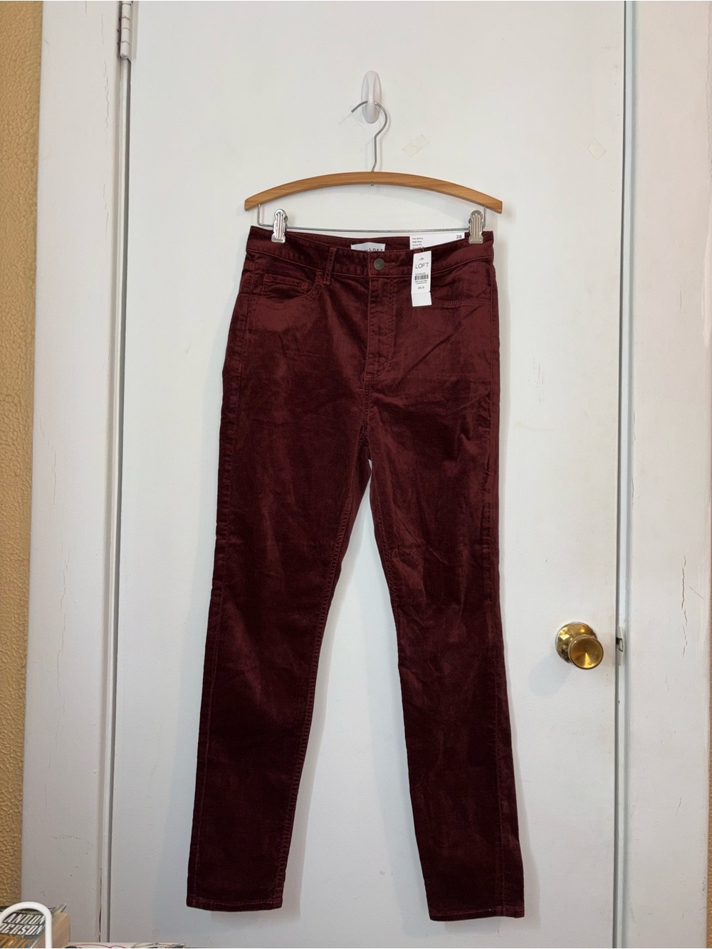 LOFT The Skinny High-Rise Pants in Wine